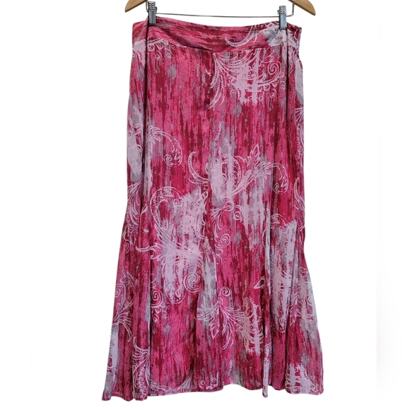 Sz 14 CATO Resort Wear Pink Floral Multicolor A-Line Maxi Skirt - Picture 1 of 4